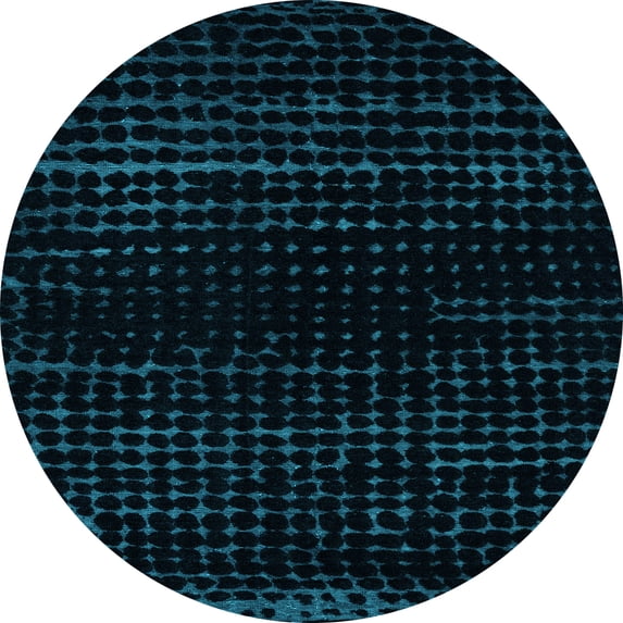 Ahgly Company Indoor Round Abstract Light Blue Modern Area Rugs, 3' Round