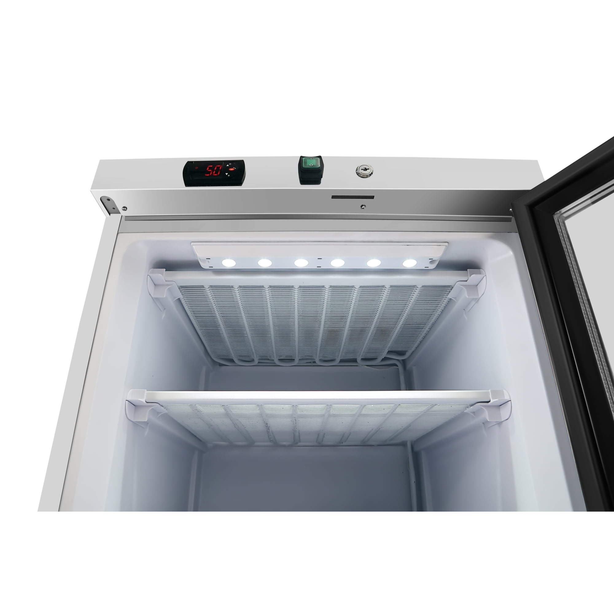 24 in. Commercial Countertop Display Freezer in White with Stainless Steel and Glass Door, 4.6 Cu. ft. (KM-MDF46GD)