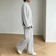 thumbnail image 4 of Yutgune Women's 2 Piece Sweatsuit Mock Neck Long Sleeve Sweatshirt Drawstring Wide Leg Pants Casual Lounge Set, 4 of 7