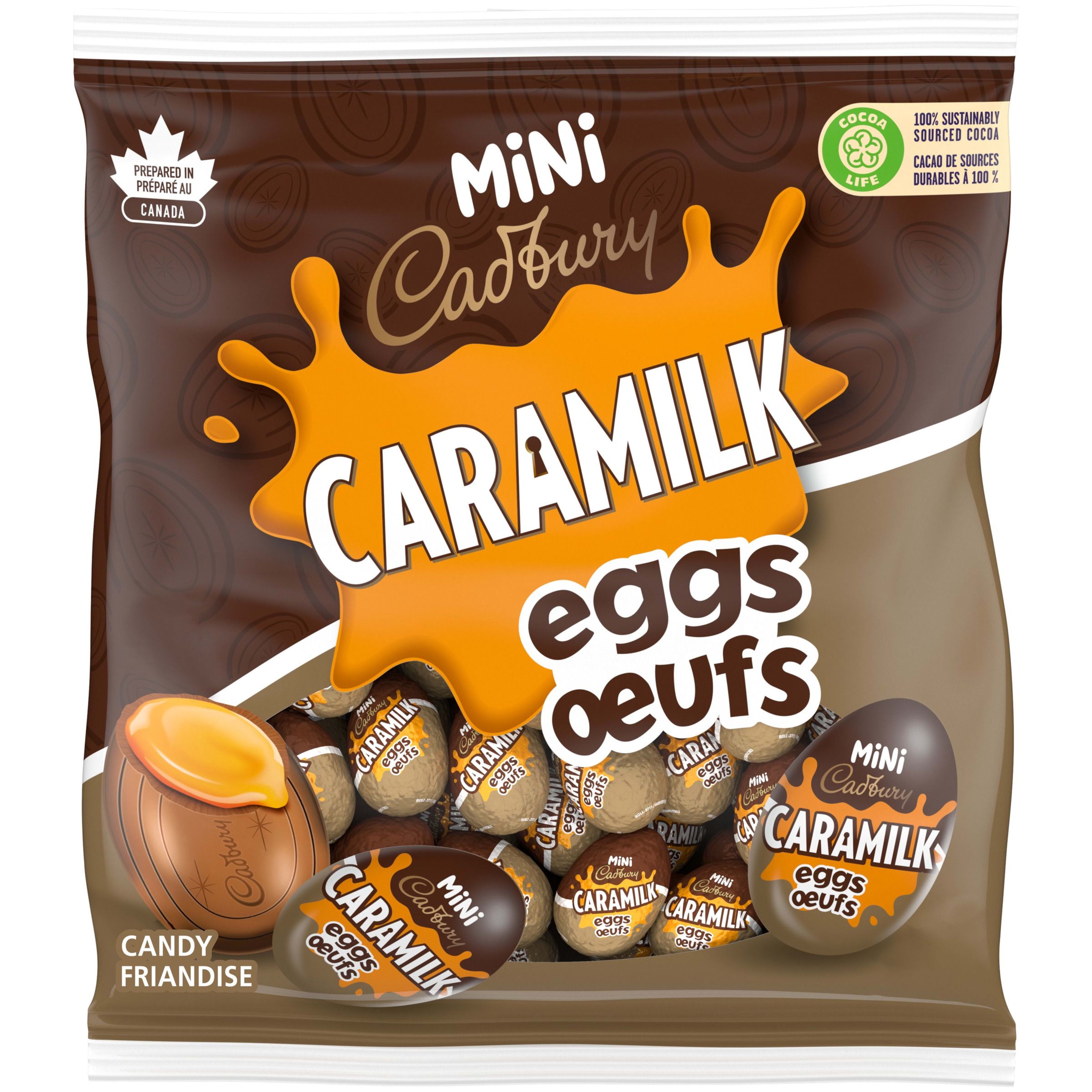 Cadbury Mini Caramilk Chocolatey Candy Eggs, Easter Basket Treats, Individually Wrapped, Prepared in Canada, 381 g