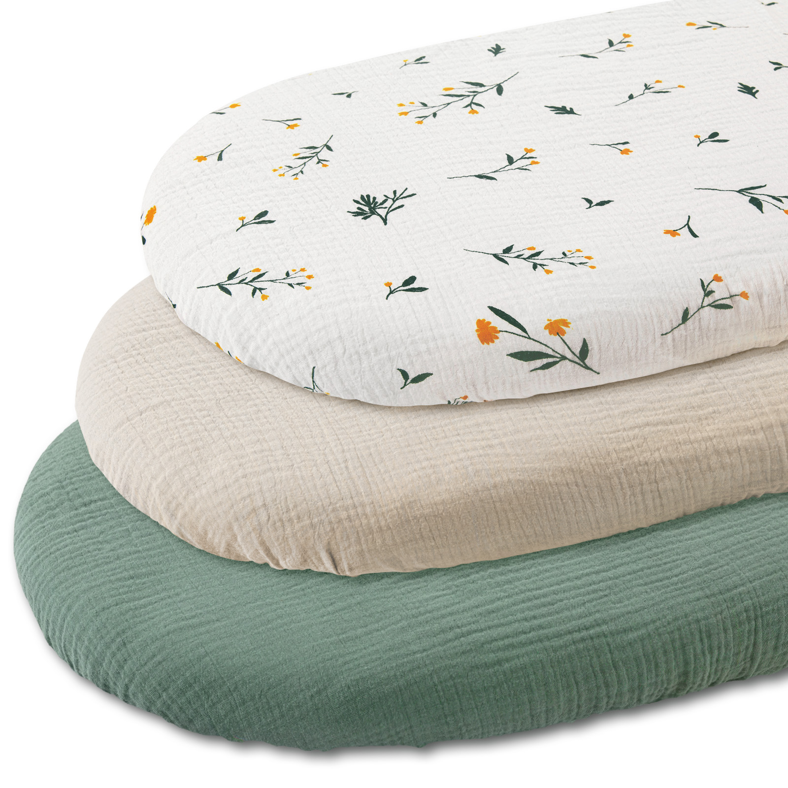 Gllquen Baby Muslin Cotton Bassinet Sheets 3-Pack photo 6
