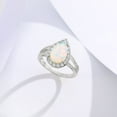 thumbnail image 3 of Teardrop Opal Ring for Women Isabella 4 Ct Pear Shape Sterling Silver CZ Halo Ginger Lyne Collection, 3 of 5