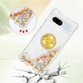 thumbnail image 2 of Glitter Clear Sparkly Bling Google Pixel 7A Case, Flowing Liquid Quicksand Cover with Diamond Ring Holder Case for Google Pixel 7A  Gold, 2 of 14