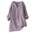 thumbnail image 2 of Womens Tops and Blouses – Button Down Blouse for Women Casual Long Sleeve Tunic Tops for Work or Date Night Women'S Printed Patchwork Buttons V Neck Blouse Shirt, 2 of 5
