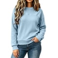 thumbnail image 7 of IUYRTFE Women's Round Neck Waffle Knit Long Sleeve Pullover Solid Color Casual Top with Seam Detail, 7 of 7