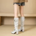 thumbnail image 4 of Mepaouo Women's Cowboy Knee High Boots Comfortable Buckles High Heel Combat Riding Boots, 4 of 6