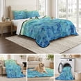 thumbnail image 6 of Twin XL Quilt Set 68''x98'', Turquoise Blue Teal Lightweight Bedspread Coverlet Set with 2 Pillow Shams, Chic Stained Glass Texture Aesthetic Breathable All Season Quilt Bedding for Dorm/Guest Room, 6 of 9