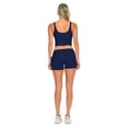 thumbnail image 5 of Workout Sets for Women 2 Piece Seamless Ribbed Crop Tank High Waist Shorts Yoga Outfits (Medium, True Navy Blue), 5 of 7