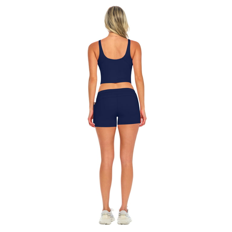 Workout Sets for Women 2 Piece Seamless Ribbed Crop Tank High Waist Shorts  Yoga Outfits (Medium, Burgundy)