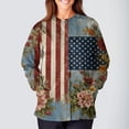 thumbnail image 3 of 4th Of July Trendy Jackets for Women 250th Anniverasry Funny Floral Flag Printed Scrub Jacket Nursing Uniform Shirts with Pockets, 3 of 5