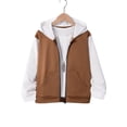 thumbnail image 2 of Gaexia Toddler Zip Up Hoodie Boy 2T Child Boys' Autumn Winter Long Sleeved Color Block Hooded Zipper Coat Top Clothes Z0D-Brown, 7-8 Years, 2 of 8