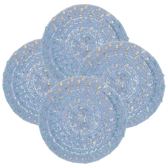 UNOMOR Woven Cotton Coaster Set of 4 Blue Drink Coasters for Home Decor Use 3.5 Inches