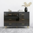 thumbnail image 2 of Jopath 6-Drawers Dresser for Bedroom,Modern High Glossy Surface Chest of Drawer with Golden Steel Legs,Wood Storage Organizer for Living Room,Black02, 2 of 7