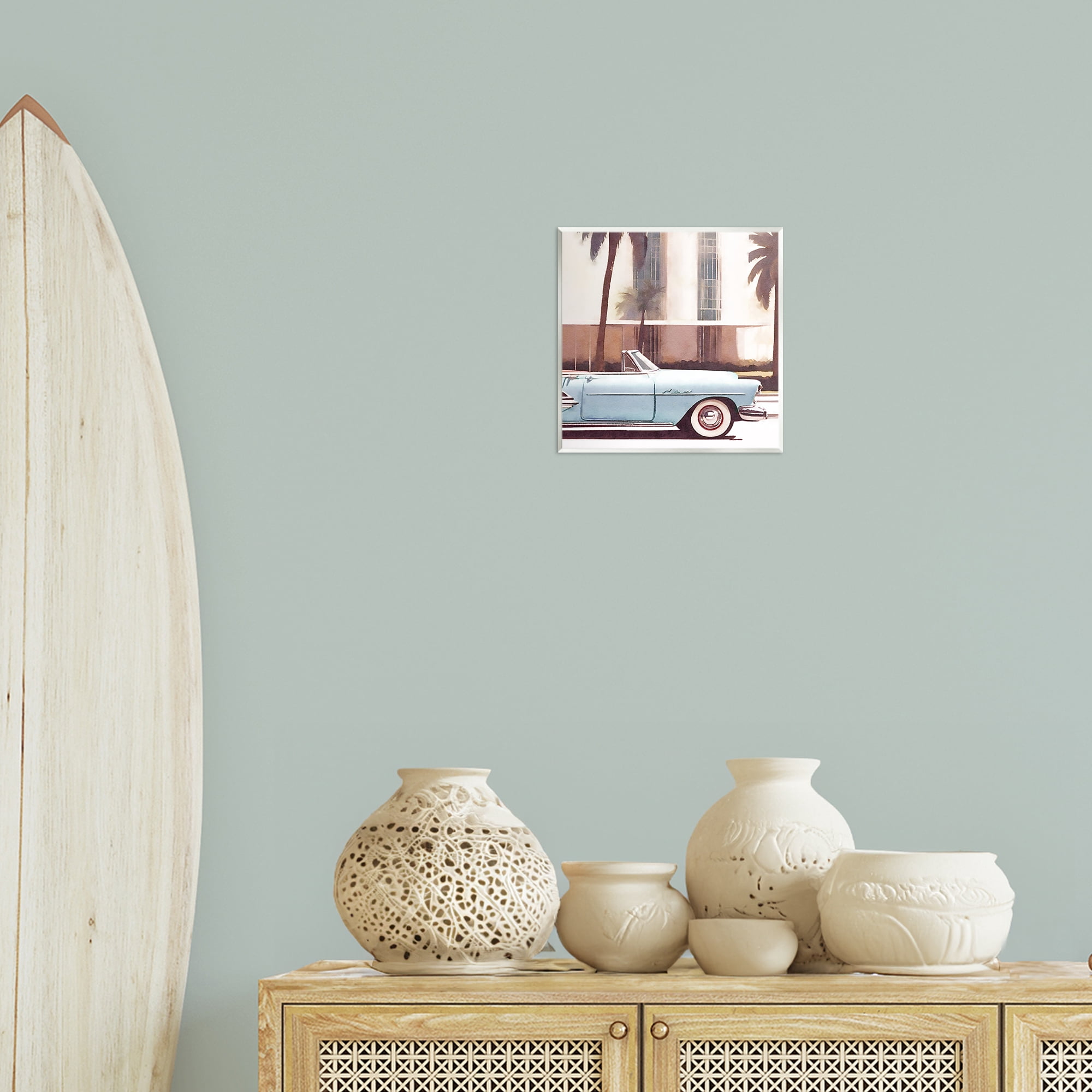Stupell Industries Tropical Scene Classic Car Transportation Painting Unframed Art Print Wall Art, 12 x 12
