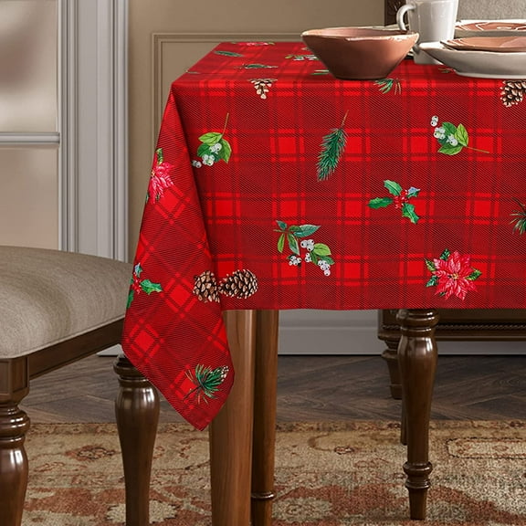 Christmas Tablecloth for Rectangle Table Cloth,60 x 84 inch, New Year''s Eve Tree Snowflake Floral Decoration Christmas Table Cover Waterproof and Oil Proof Table Cloth for Party Kitchen Dinner Decor