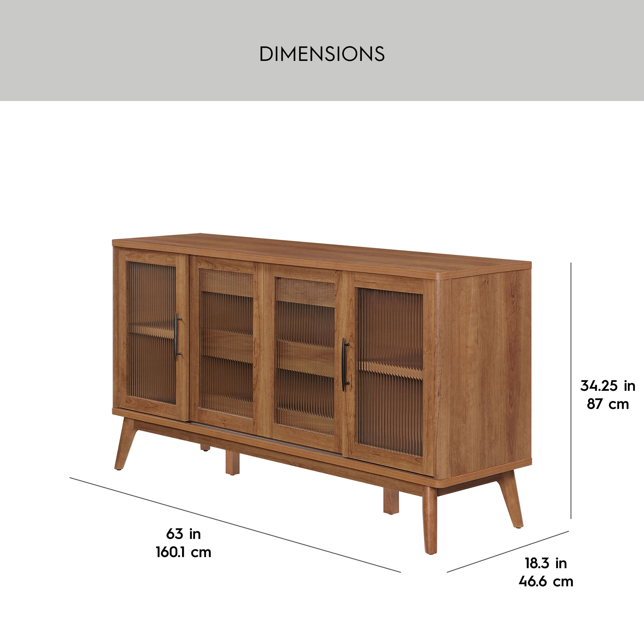 Better Homes & Gardens Greyson Glass Door Buffet Cabinet, Acorn Finish