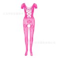 thumbnail image 1 of Combinaison de Lingerie Aguichant une-Pièce Pink Temptation pour Femmes, Entrejambe Ouvert Libre, Tentation, Manches Courtes Transparentes en Résille, Vêtements W217, 1 of 1