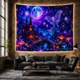 thumbnail image 6 of Fantasy Cottage with Moon and Butterfly Scene, Dreamy Fantasy for Art Lovers, Mystical Landscape Wall Decor, Halloween Gift, Tapestry Wall Hanging for Bedroom and Living Room, 6 of 7