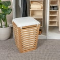 thumbnail image 5 of Household Essentials Slatted Natural Bamboo Hamper with Cushioned Lid and Removable Cotton Bag, Natural, 5 of 10