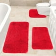 thumbnail image 5 of Kezqiaxn Clearance! Large Bathroom Rug Sets of 3, Solid Color Bath Mats Bathroom Rugs Non Slip Washable Toilet Rugs Soft Comfortable Water Absorption Thick Memory Foam Bath Mat Carpet Red, 5 of 8