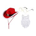 thumbnail image 4 of Gorro navideño de Papá Noel,Accesorio para disfraz de Papá Noel navideño,Papá Noel Barba y gafas hombres mujeres adultos,Gorro de Papá Noel de Navidad con barba larga y Juego de 3 piezas, 4 of 8