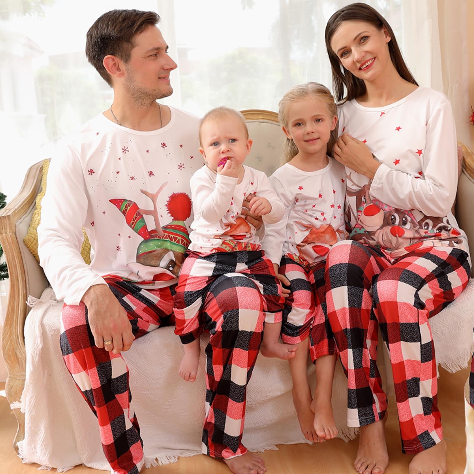  BOXIACEY Family Matching Pajamas, Women's Christmas Holiday Pjs  Set Home Party Jammies 2 Piece Long Sleeve Pajamas : Sports & Outdoors