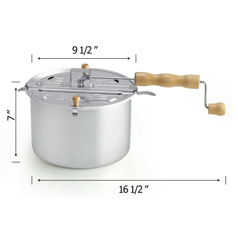 Cook N Home Stovetop Popcorn Popper with Crank, 6-Quart Aluminum Popcorn  Pot, Black