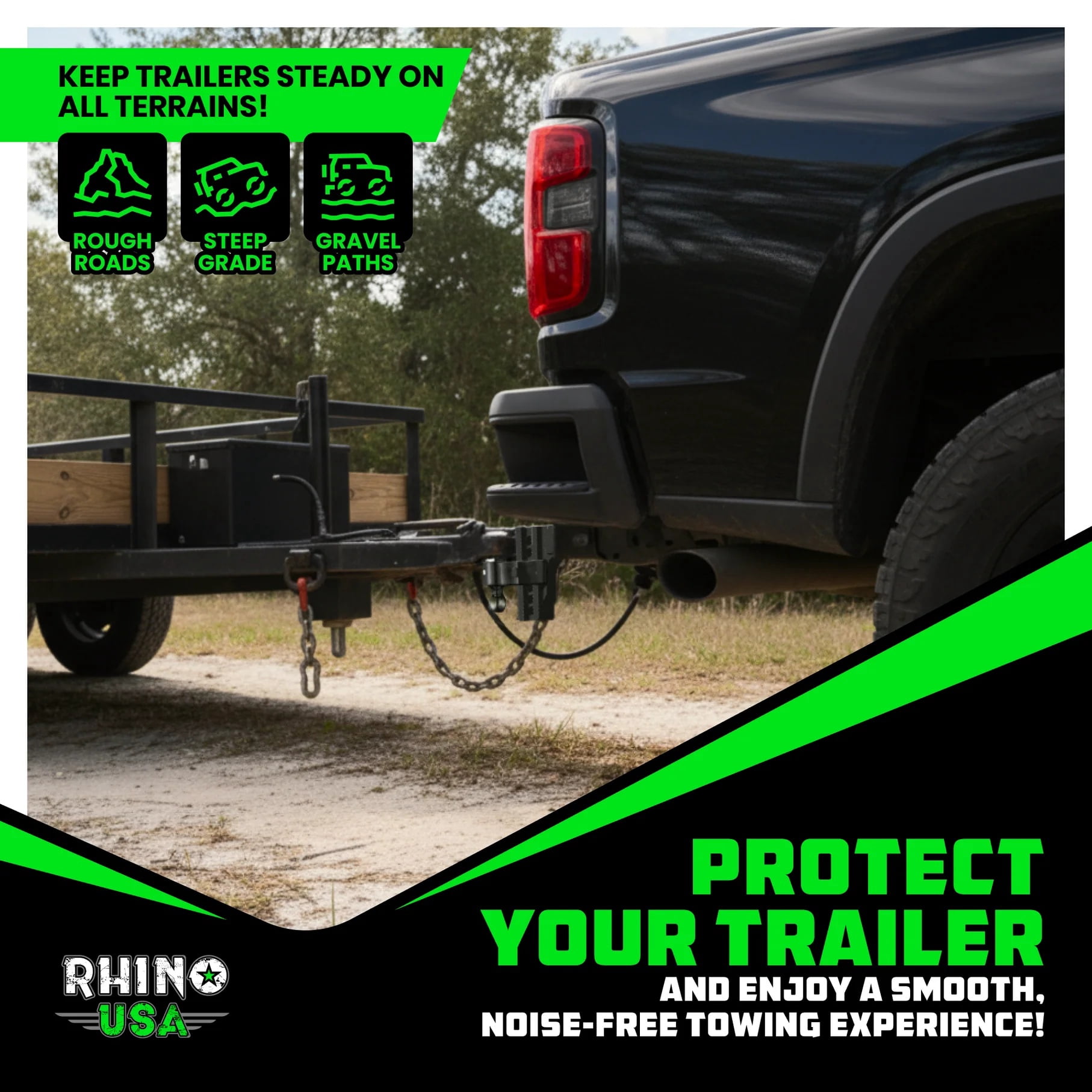 Rhino USA Heavy Duty 6" Adjustable Drop Hitch, Fits 2" Receiver, Dual Ball 2" & 2-5/16", Aluminum