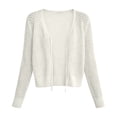 thumbnail image 6 of VJGBEGW Womens Fashion Cardigan Casucal Tie Front Shrugs Sweaters Tops Long Sleeve Knit Cropped Cardigans Tops White S, 6 of 7