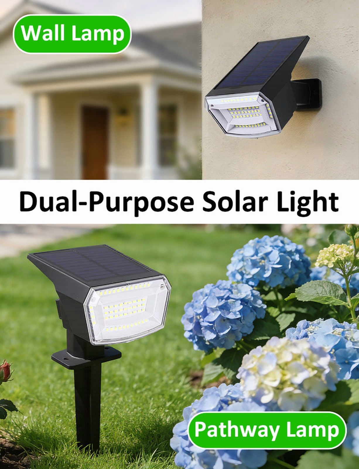 SUNLINKCO Solar Spot Lights Outdoor, 4 Pack Waterproof Solar Powered Garden Lights, 59 LED 4 Lighting Modes, 6500K Daylight, 2-in-1 Auto On/Off Wall Light, Outside Landscape Lighting for Yard Pathway