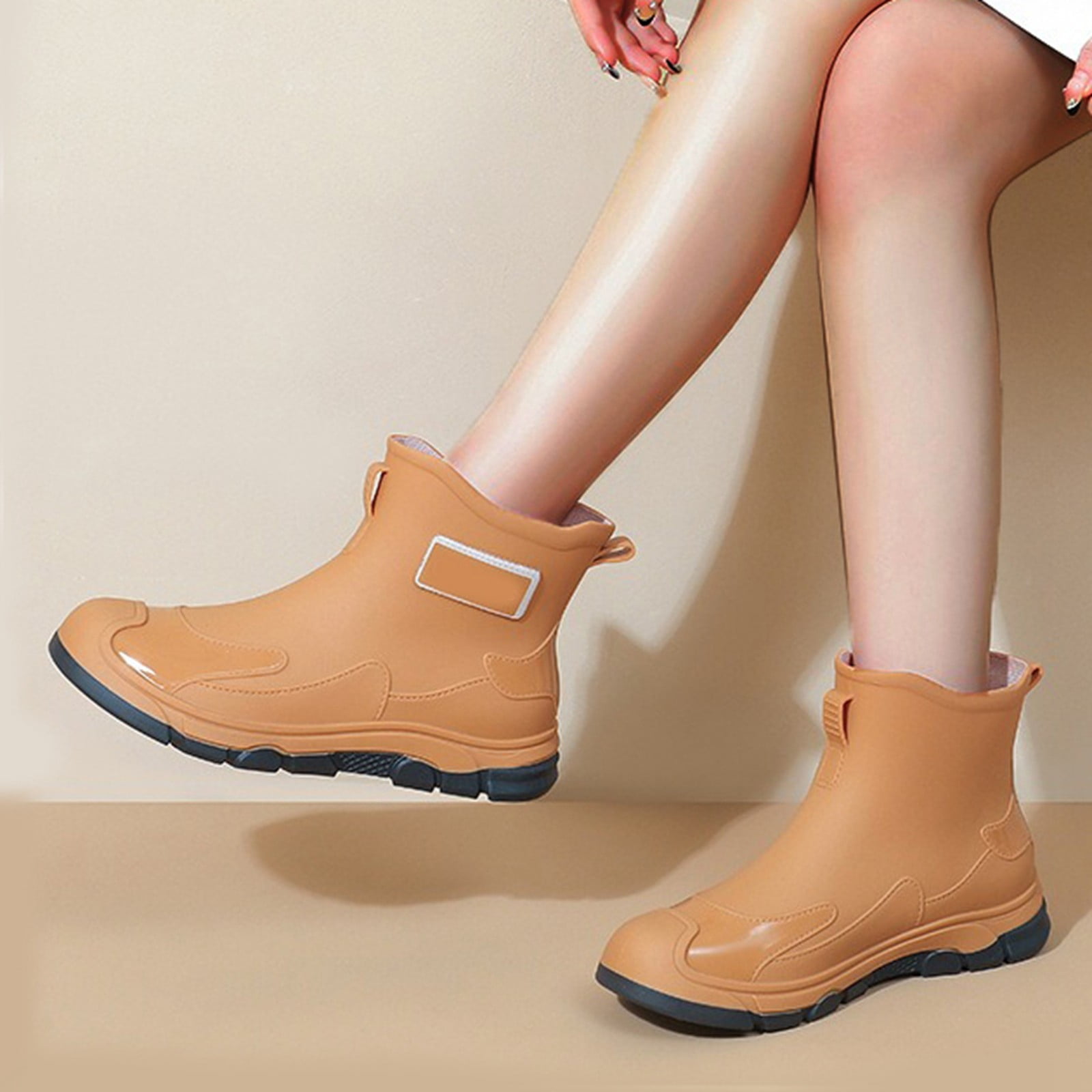 Sunbona Fashionable Women's Rain Shoes Summer Short Ankle Boots Casual Footwear For Everyday Use Rain Boots Collar Gardening Boots Ultra Lightweight Portable Garden Shoes