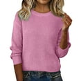 thumbnail image 2 of Wutalume Women's Fashion Long Sleeve Solid Color Round Neck Thickened Oversized Slouchy Knitted Pullover Sweater, Cozy Winter Warm Casual Loose Fit Tops for Daily Wear,Pink XL, 2 of 8