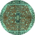 thumbnail image 1 of Ahgly Company Indoor Round Medallion Turquoise Blue Traditional Area Rugs, 5' Round, 1 of 4