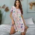 thumbnail image 5 of SEANATIVE Nightgowns for Women Button Up Housecoat Short Sleeve Sleepwear Comfortable Nightshirt Knee Length House Dress for Bedtime Lounging Home, 2XL, Cute Easter Bunny Rabbit Eggs Flower Pink, 5 of 7