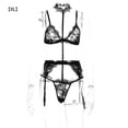 thumbnail image 1 of Mujeres Sexy Body de encaje Ropa interior Sujetador de perspectiva Panty Liguero, XL, Negro tholdsy XX000193-12, 1 of 7