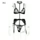 thumbnail image 1 of Mujeres Sexy Body de encaje Ropa interior Sujetador de perspectiva Panty Liguero, XL, Negro Yuarrent XX000193-12, 1 of 7