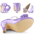 thumbnail image 6 of BLISSFUL STEP Women's Back to School Mary Jane Pumps Ankle Strap Bow Decor Closed Toe Stiletto Heels Purple 9.5, 6 of 7
