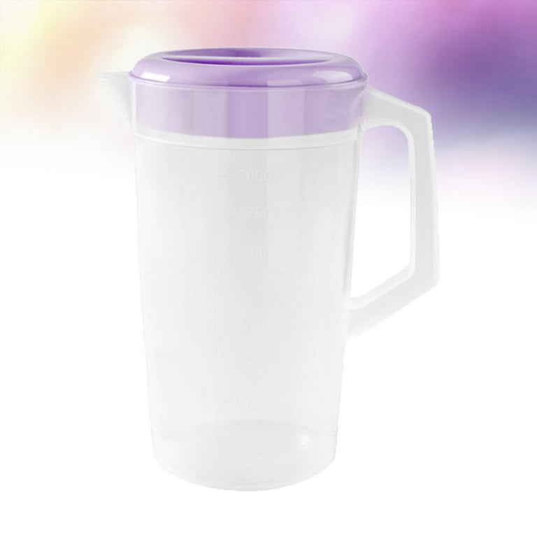 Large Capacity Plastic Covered Measuring Water Pitcher Jug w/Lid Juice  Container