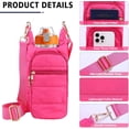 thumbnail image 5 of Water Bottle Holder with Strap Water Bottle Carrier Bag Quilted Puffer Sling Purse Crossbody Hydro Bag for Women Walking, 5 of 6