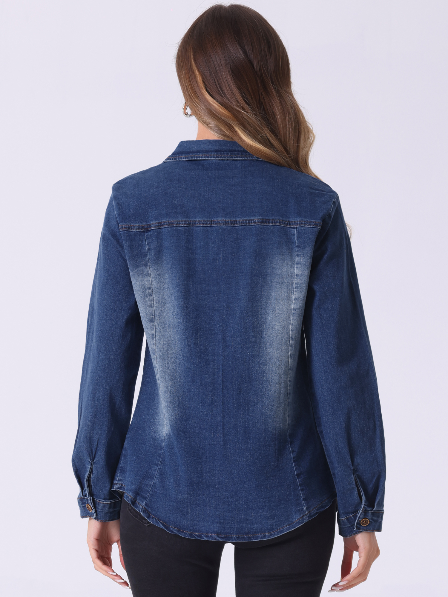 DARING DIVA Women's Long Sleeve Denim Jacket S Blue