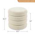 thumbnail image 3 of Zesthouse 19.5" Wide Round Storage Ottoman, Linen Tufted Ottoman Footstool for Living Room Bedroom, Beige, 3 of 10