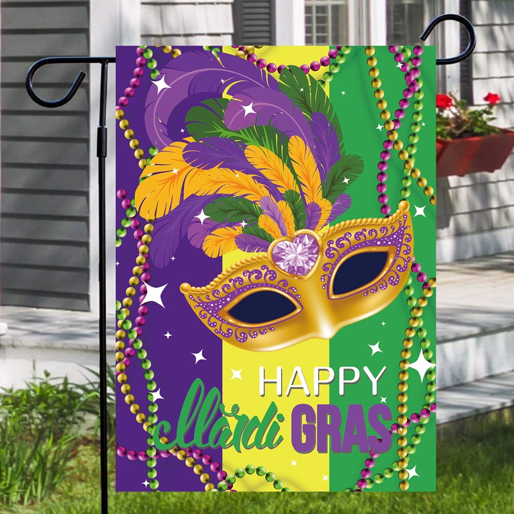 Large Mardi Gras Banner Decorations Purple Green Yellow Carnival Garden  Flag Outdoor 72x44 Inch, Mardi Gras Gifts for Indoor Home House Decor Party