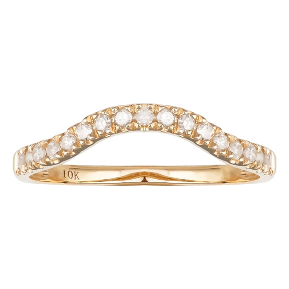 10k Yellow Gold Curved Diamond Wedding Band (1/5 cttw, I-J Color, I2-I3 Clarity)