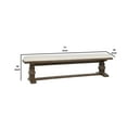 thumbnail image 5 of Kai 71 Inch Upholstered Dining Bench, Solid Wood, Turned Pedestals, Brown, 5 of 5
