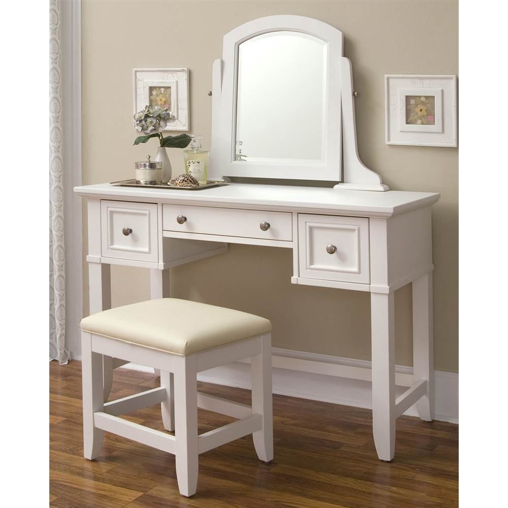 Vanity Table with Bench in White