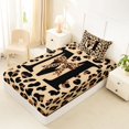 thumbnail image 4 of Castle Fairy Leopard Bow Letter M Twin Sheet Sets 3pcs for Girls,Abstract Vintage Bedding for Bedroom, 4 of 6