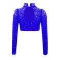thumbnail image 5 of iixpin Big Girls Hip Hop Streetwear Sparkling Jazz Dance Crop Tops Mock Neck Cheerleading Dancing Clothes Blue 8, 5 of 6