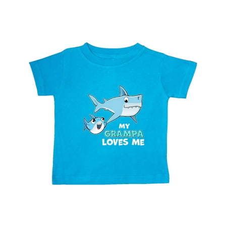 

Inktastic My Grampa Loves Me with Cute Sharks Gift Baby Boy or Baby Girl T-Shirt