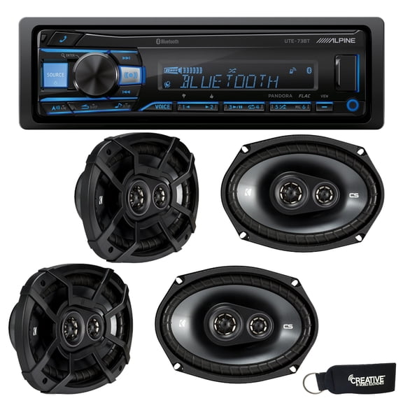 Alpine UTE-73BT Bluetooth Receiver (No CD), and Two Pairs of 43CSC6934 6x9" Three-Way Coaxial Speakers