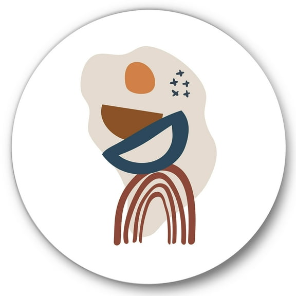 Designart 'Abstract Elementary Shapes In Terracotta Tones I' Modern Circle Metal Wall Art 36x36 - Disc of 36